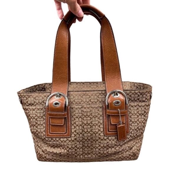Vintage Y2k Coach soho pleated brown signature C print satchel shoulder bag - Picture 1 of 8